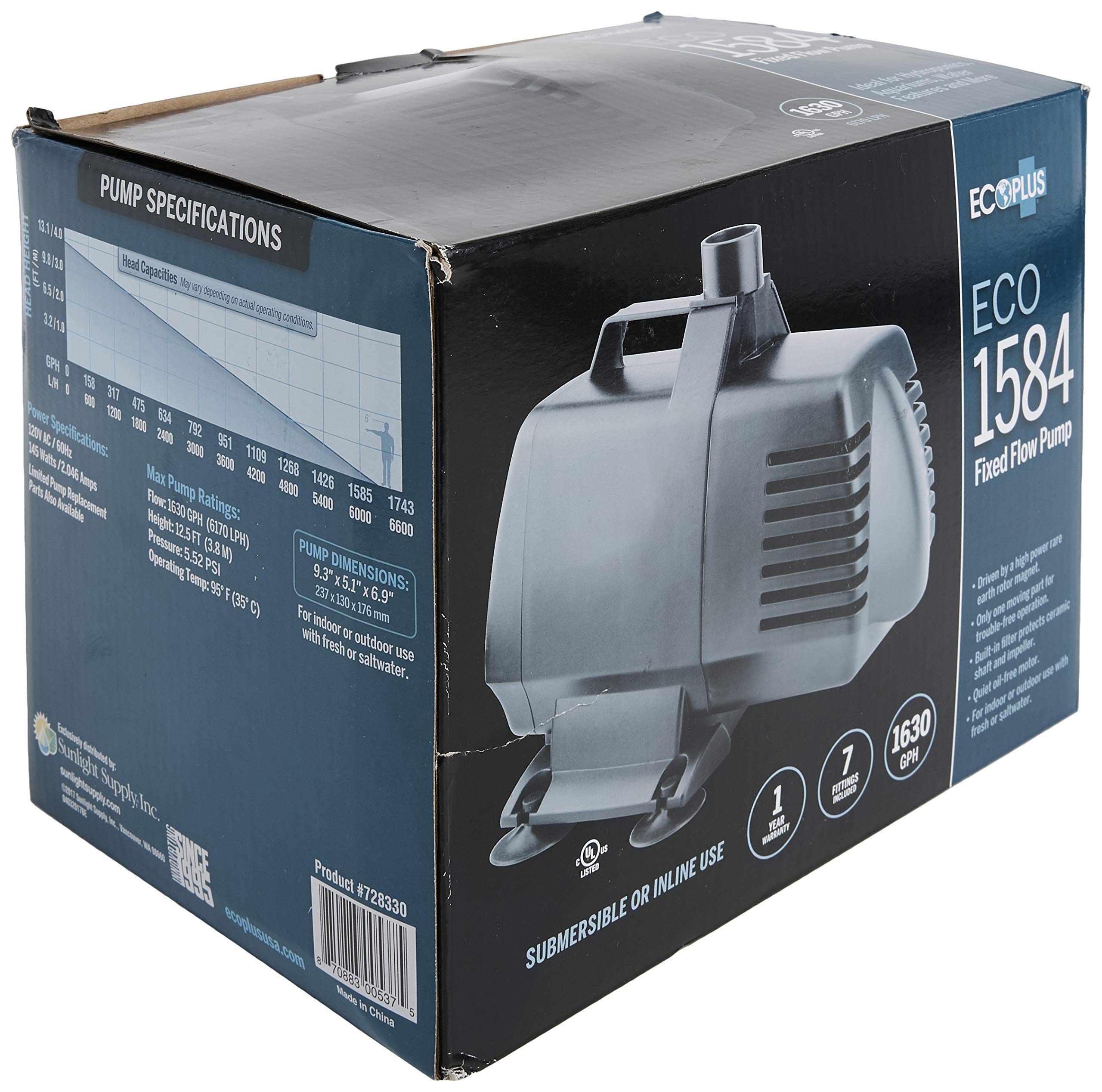 Amazon.com : EcoPlus Eco 1584 Fixed Flow Submersible/Inline Pump